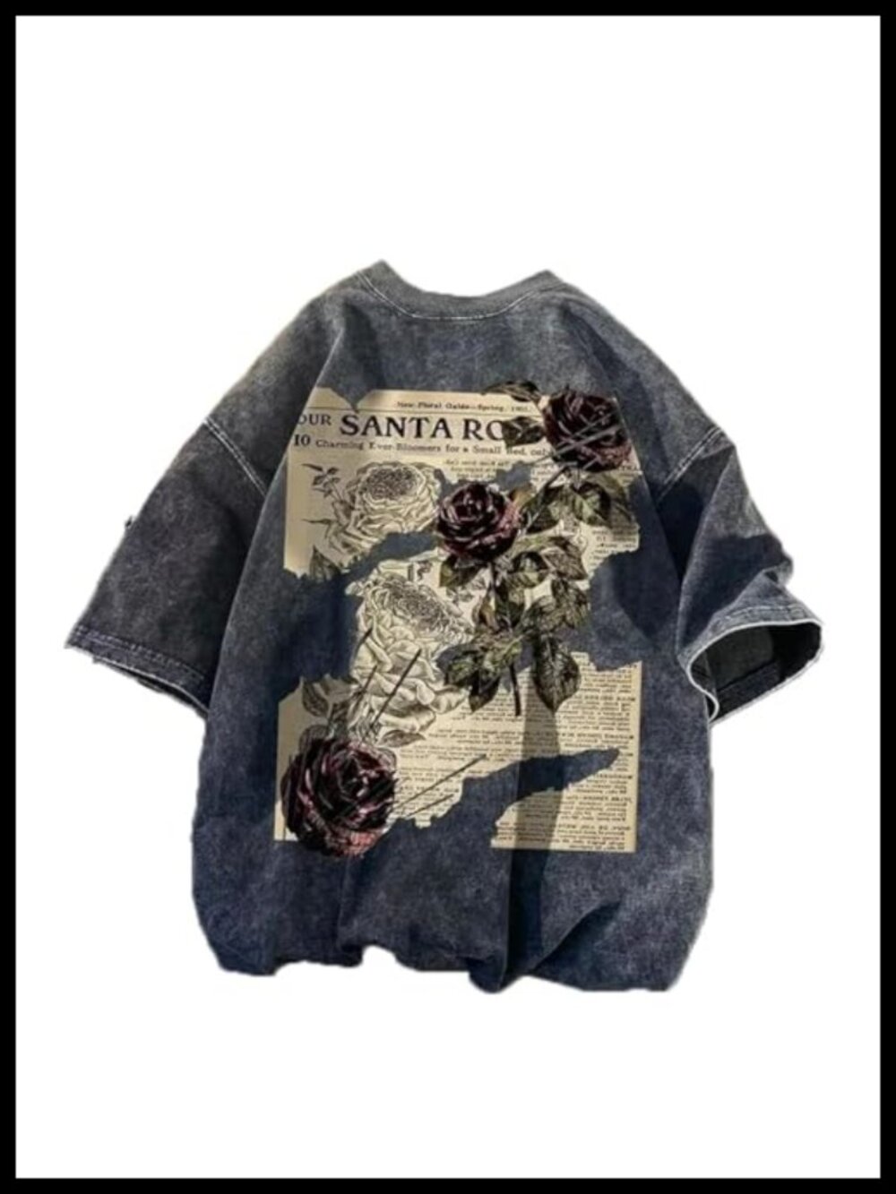 Unisex Y2K Oversized Graphic Tee Rose Letter Print Gothic T-Shirt